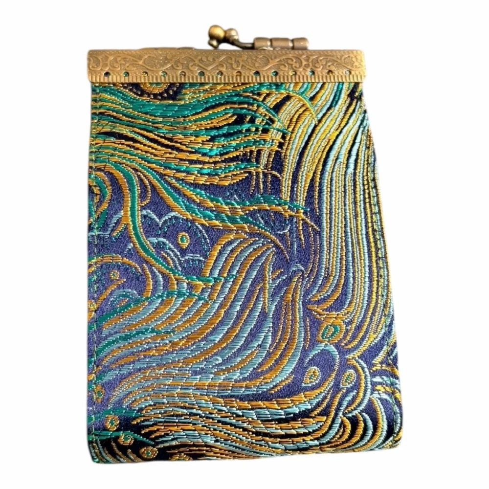 Cathayana Card Holder Green/ Blue Peacock- with RFID